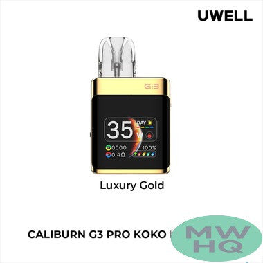 Uwell CALIBURN G3 PRO KOKO 1250mAh Pod System Starter Kit With Refillable 3ML & 2.5ML CALIBURN G3 Cartridge Pod