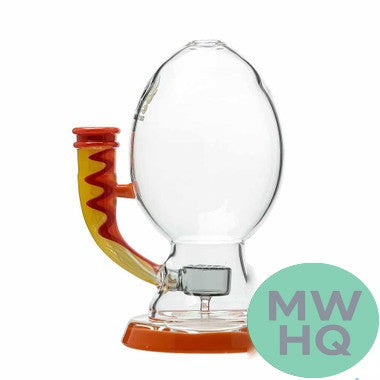 Calibear Wig Wag Big Oval Egg Glass Water Pipe Dab Rig With Seed of Life Perc - 330 Grams - 6 Inches [GB128-WW]