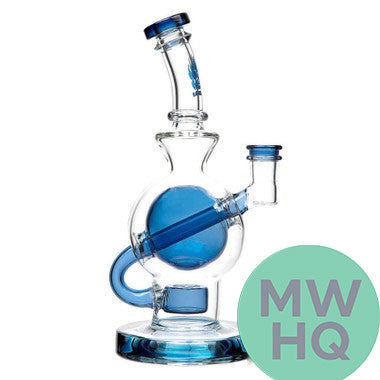 Calibear Colored Ball Glass Water Pipe Dab Rig Thick Base With Seed of Life Perc - 410 Grams - 8.5 Inches [GB325]