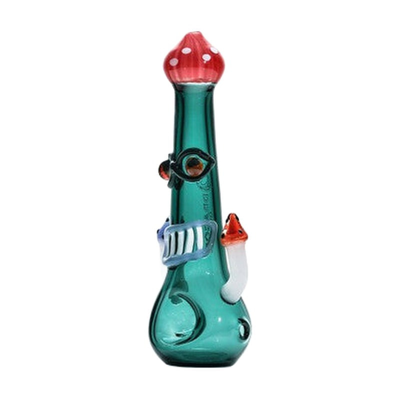 Dragon Glass Hand Pipe Mushroom Design Spoon - 100 Grams - 6 Inches - Assorted Colors [DGH-098]