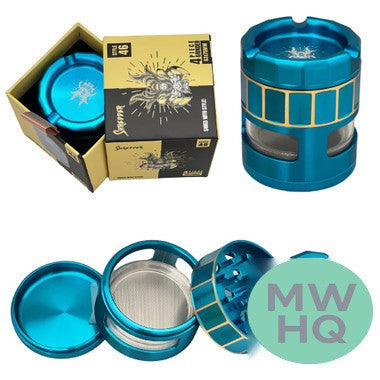 Shredder Large Grinder With Side Windows & Ashtray Top - Style 46 - 63mm - 4 Part