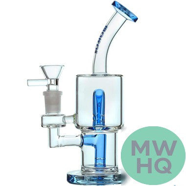 BoroTech Popular Glass Water Pipe Dab Rig With Double Slitted Cut Perc Designed By Calibear - 230 Grams - 7.5 Inches [TO005-S]