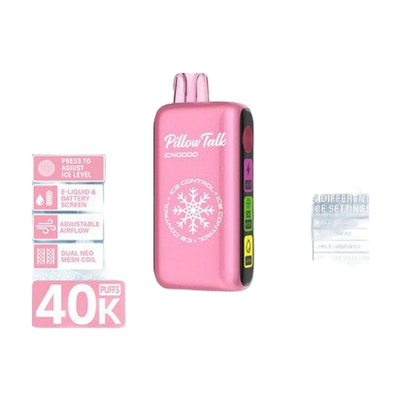 Pillow Talk Ice Control IC40000 Puffs 20ML Disposable Device With Touch To Adjust Ice Level & LED Screen (Texas Compliant)