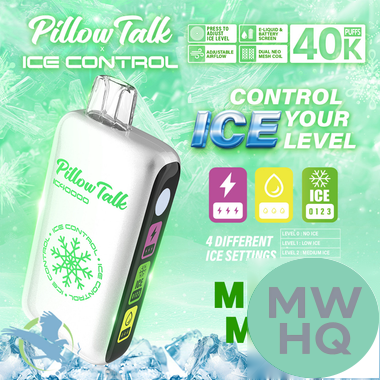 Pillow Talk Ice Control IC40000 Puffs 20ML Disposable Device With Touch To Adjust Ice Level & LED Screen (Texas Compliant)
