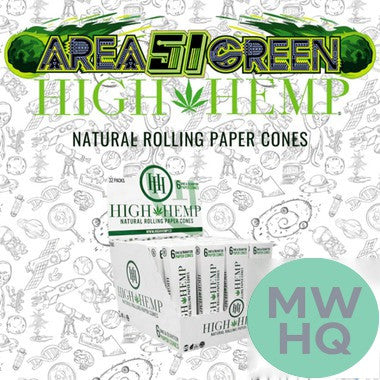 High Hemp 1 1/4 Size Natural Rolling Paper Cones - Pack of 6