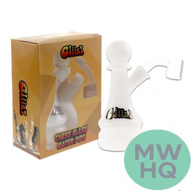 Gliizy Glass Water Pipe Chess Design With Quartz Banger - 130 Grams - 6 Inches