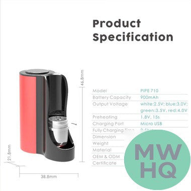 VAPMOD Pipe 710 900mAh Oil Vaporizer Express Mod