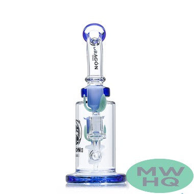 Dragon Glass Flower Theme Thick Base & Bent Neck Water Pipe - 580 Grams - 10 Inches - Assorted Colors [DGE-464]