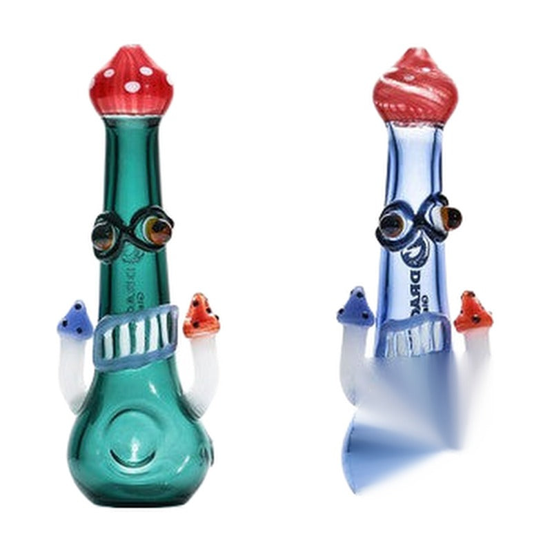Dragon Glass Hand Pipe Mushroom Design Spoon - 100 Grams - 6 Inches - Assorted Colors [DGH-098]