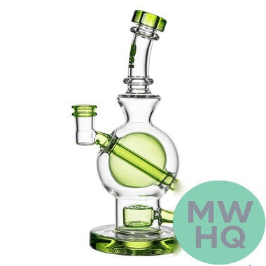 Calibear Colored Ball Glass Water Pipe Dab Rig Thick Base With Seed of Life Perc - 410 Grams - 8.5 Inches [GB325]
