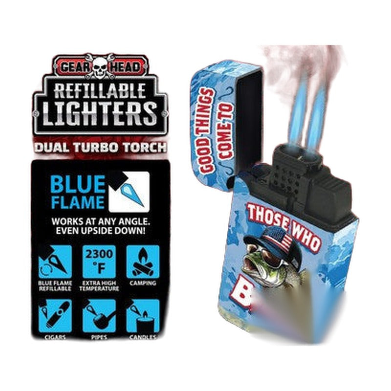 Smokezilla Patriotic Gearhead Dual Turbo Torch Lighter - Assorted Designs [25838]