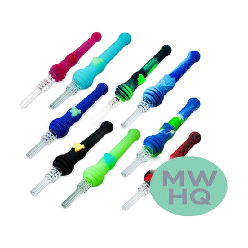 Stratus 4.5" Silicone Bee Honey Dipper With 14mm Quartz Straw