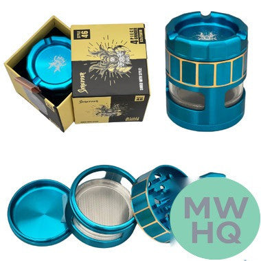 Shredder Large Grinder With Side Windows & Ashtray Top - Style 46 - 63mm - 4 Part