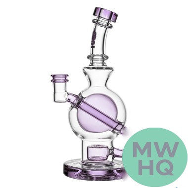 Calibear Colored Ball Glass Water Pipe Dab Rig Thick Base With Seed of Life Perc - 410 Grams - 8.5 Inches [GB325]