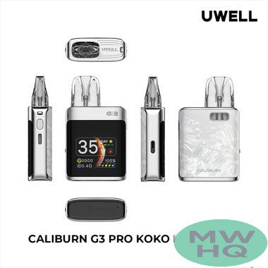 Uwell CALIBURN G3 PRO KOKO 1250mAh Pod System Starter Kit With Refillable 3ML & 2.5ML CALIBURN G3 Cartridge Pod