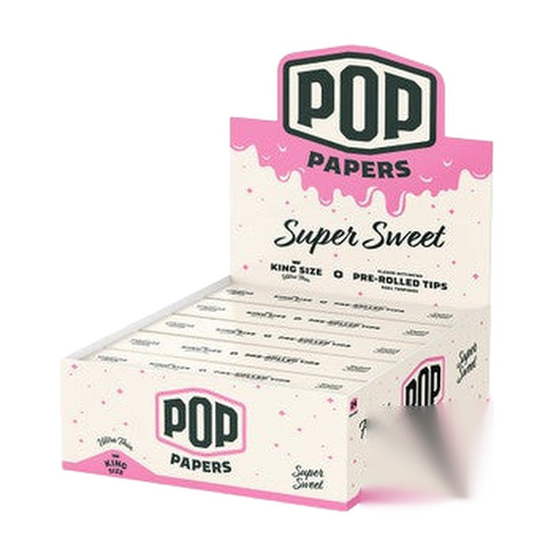 Pop Papers Authentic French Paper Ultra Thin + Pre-Rolled Tips - White Display