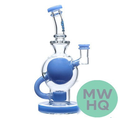 Calibear Colored Ball Glass Water Pipe Dab Rig Thick Base With Seed of Life Perc - 410 Grams - 8.5 Inches [GB325]