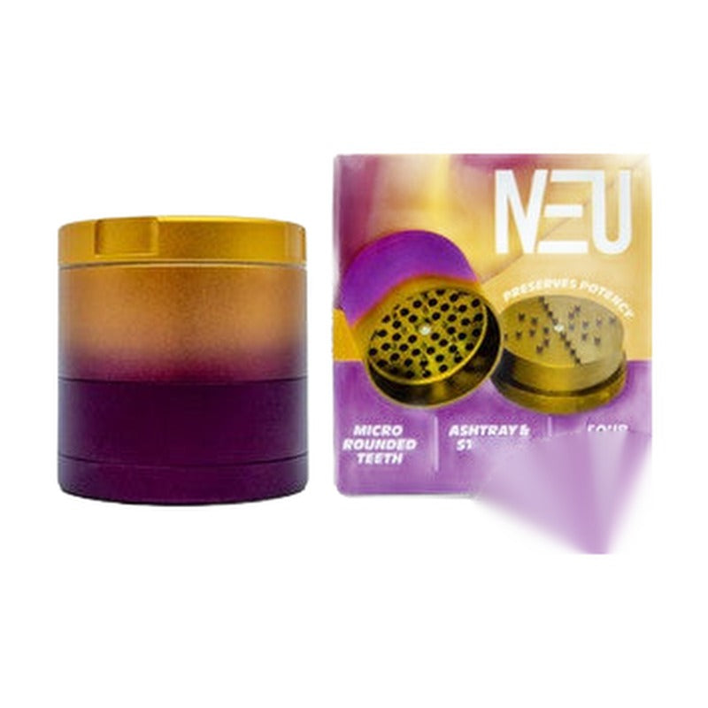 Neu Dry Herb Aluminum Grinder With Ashtray & Storage Top - 63 mm - 4 Parts