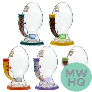Calibear Wig Wag Big Oval Egg Glass Water Pipe Dab Rig With Seed of Life Perc - 330 Grams - 6 Inches [GB128-WW]