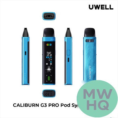 Uwell Caliburn G3 Pro 1000mAh Pod System Starter Kit With 3 x Refillable 2.5ML Caliburn G3 Integrated Coil Cartridge Pod