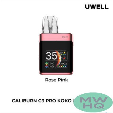Uwell CALIBURN G3 PRO KOKO 1250mAh Pod System Starter Kit With Refillable 3ML & 2.5ML CALIBURN G3 Cartridge Pod