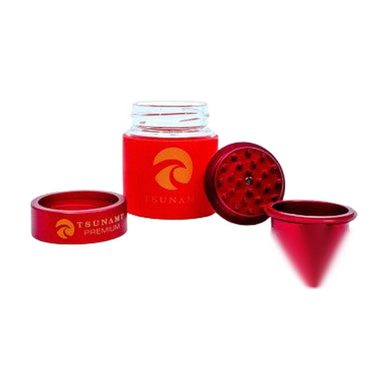 Tsunami Premium Metal Grinder Air Tight Glass Jar With Locking Lid